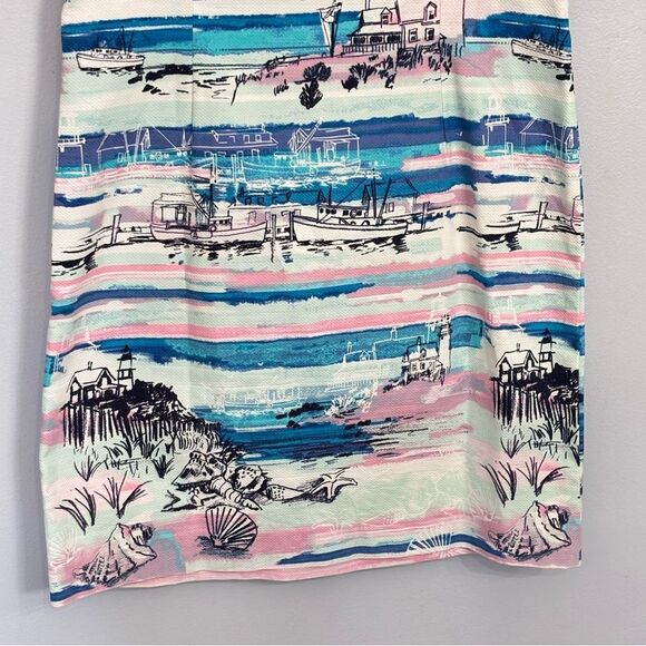 TALBOTS | Women’s Seaside Harbor Sheath Dress 100% Cotton Size 10P Nautical - Picture 8 of 17